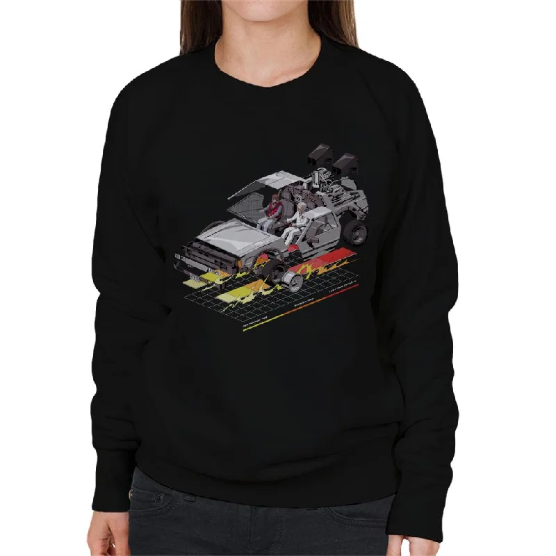 Back to the Future Delorean 3D Women's Sweatshirt Hoodie with Stripes Bold Sporty