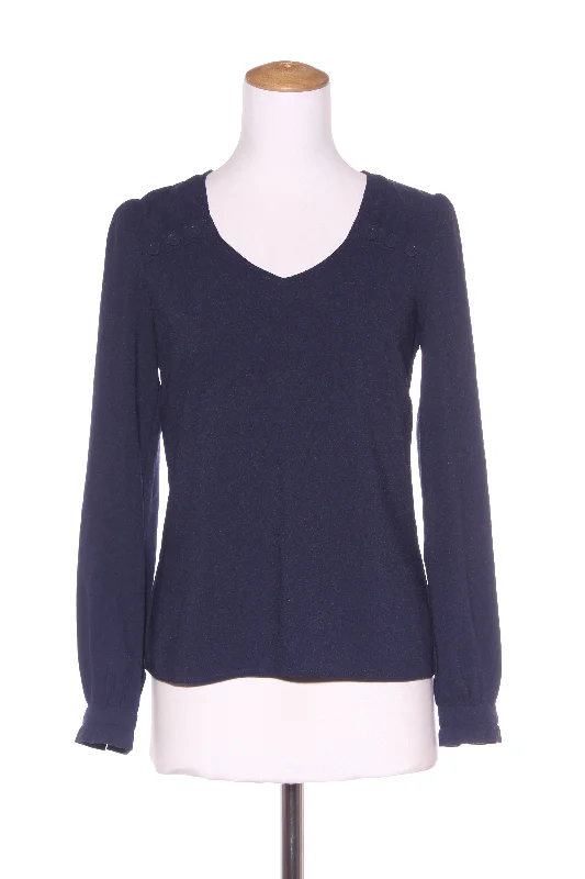 REVIEW - Frill sleeve blouse - Navy! 8 Feminine Puff Blouse