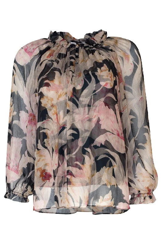 Karla Blouse - Dark Lily Satin Drape Blouse