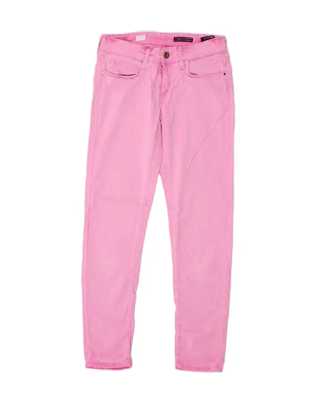 TOMMY HILFIGER Womens Milan Slim Jeans W26 L27 Pink Cotton Fashionable Raw Edge Jeans TOMMY HILFIGER Womens Milan Slim Jeans W26 L27 Pink Cotton Fashionable Raw Edge Jeans