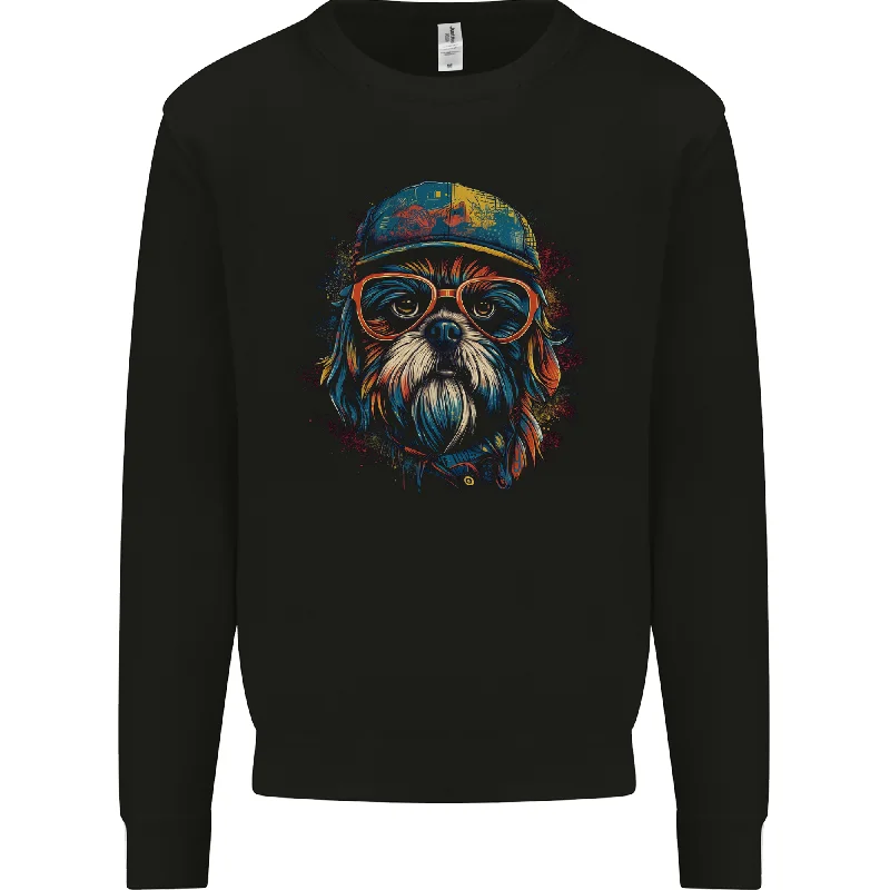 A Cool Shih Tzu Dog Mens Sweatshirt Jumper Hoodie with Turtle Neck Cozy Winter