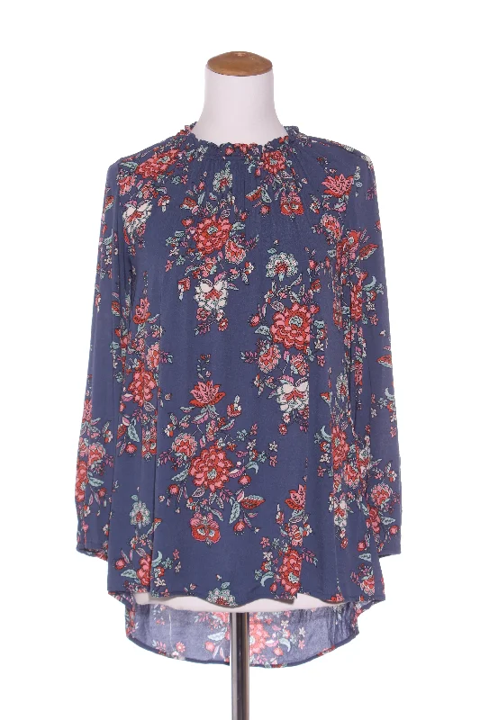 BOHO - Floral print gathered neck blouse! 10 Ruffled Neck Blouse