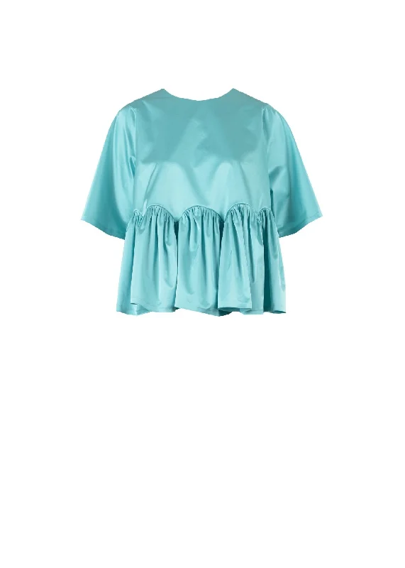 Blue Bud Blouse Versatile Layering Blouse