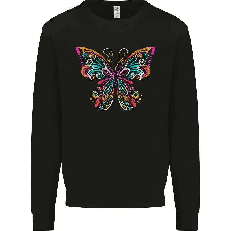 A Colourful Butterfly Mens Sweatshirt Jumper Hoodie with Camouflage Military Edgy