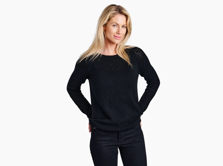 Women's Sonata Pointelle Sweater Thin Thick Dense