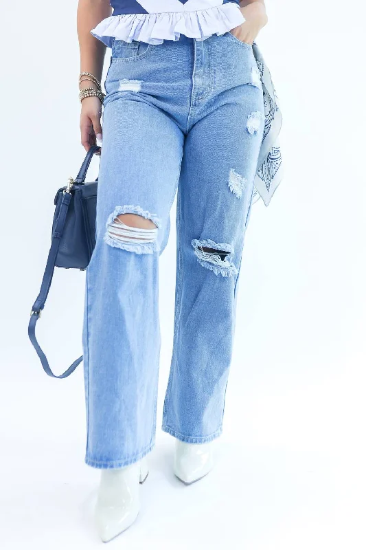 Wendi High Waist Jean In Light Wash Trendy Layered Pocket Jeans