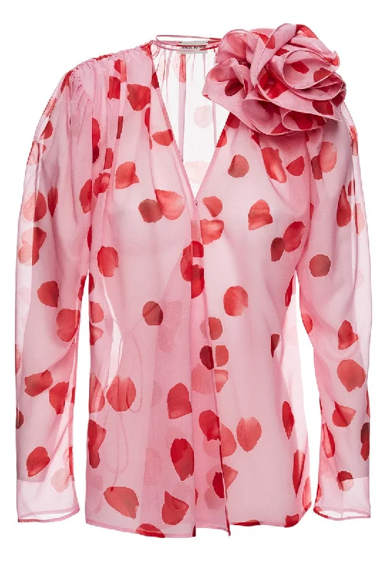 Long Sleeve Blouse With Large Rose Shoulder Boho Chic Blouse
