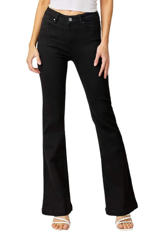 Mid Rise Bootcut Jeans In Black Casual Skinny Fit Jeans