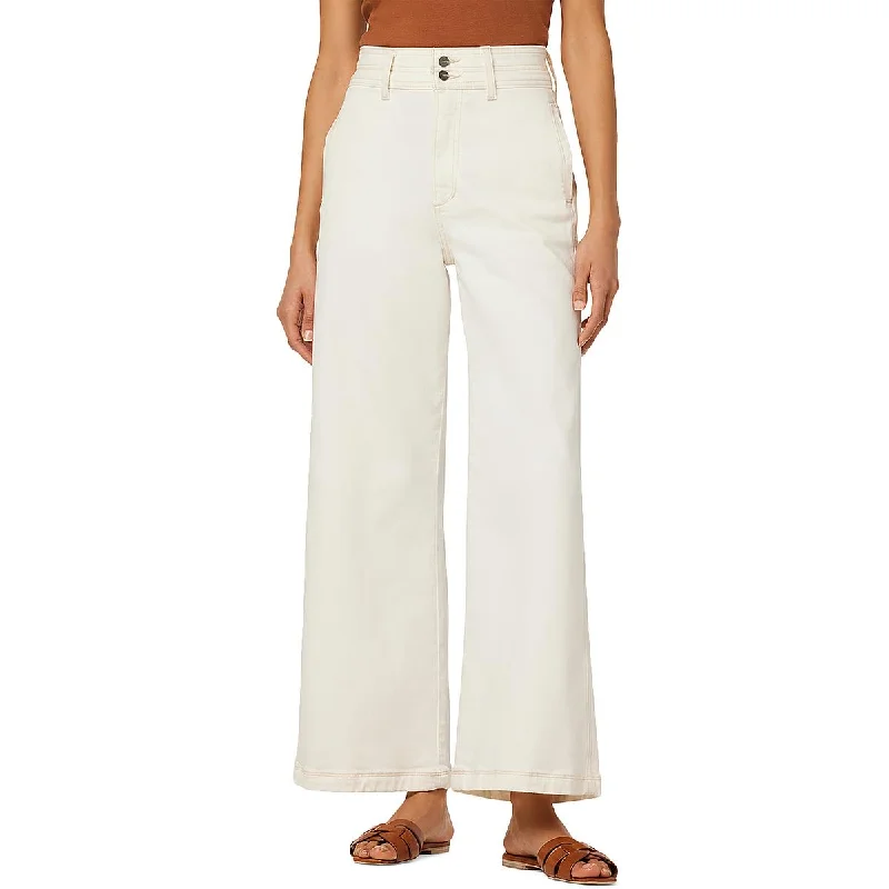 Womens Wide Leg High Rise Wide Leg Jeans Stylish Paperbag Waist Denim