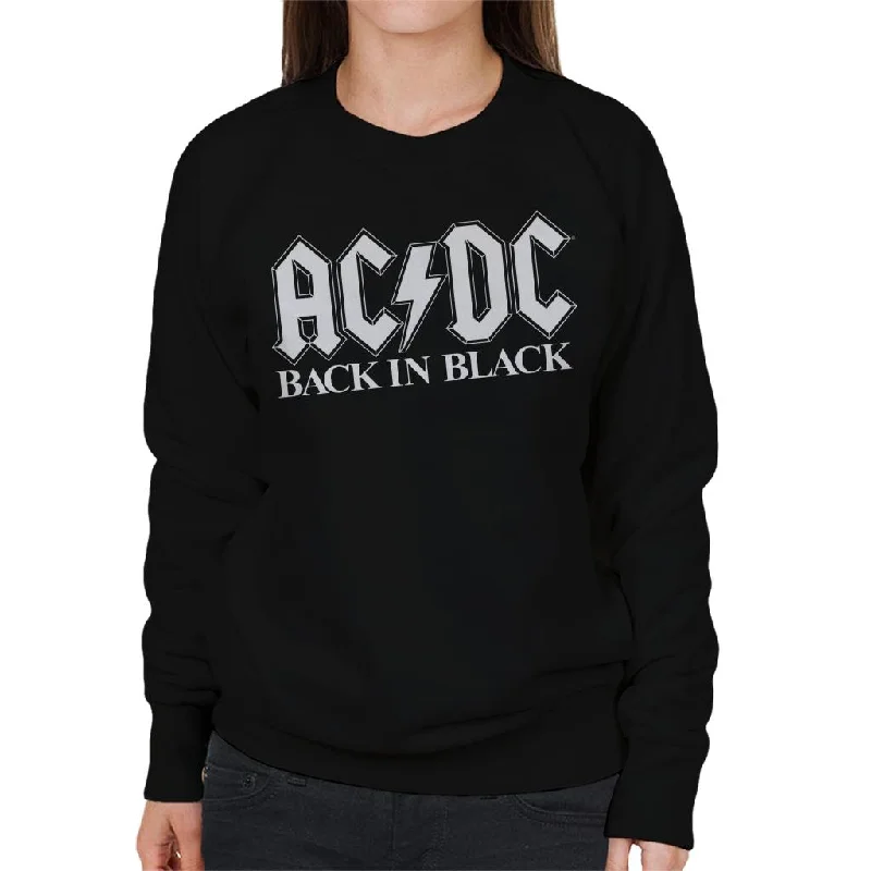 AC/DC Back In Black Women's Sweatshirt Hoodie with Mesh Breathable Sporty