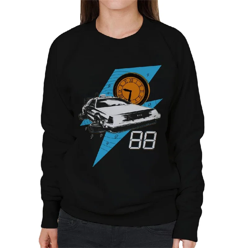 Back to the Future 88 Clock And Delorean Women's Sweatshirt Hoodie with Earth Tones Natural Calm Back to the Future 88 Clock And Delorean Women's Sweatshirt Hoodie with Earth Tones Natural Calm