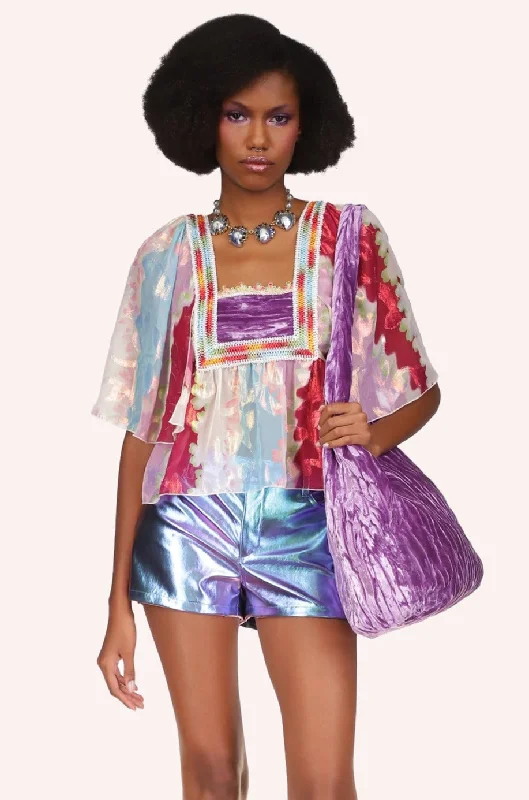 Wavy Clouds Velvet Blouse Lightweight Chiffon Blouse
