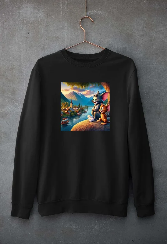 Tom and Jerry Unisex Sweatshirt for Men/Women Hoodie with Exposed Zipper Edgy Industrial Tom and Jerry Unisex Sweatshirt for Men/Women Hoodie with Exposed Zipper Edgy Industrial
