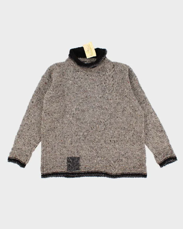 Vintage 80s/90s Roisin Dubh Wool Roll Neck Jumper - L Print Jacquard Patchwork