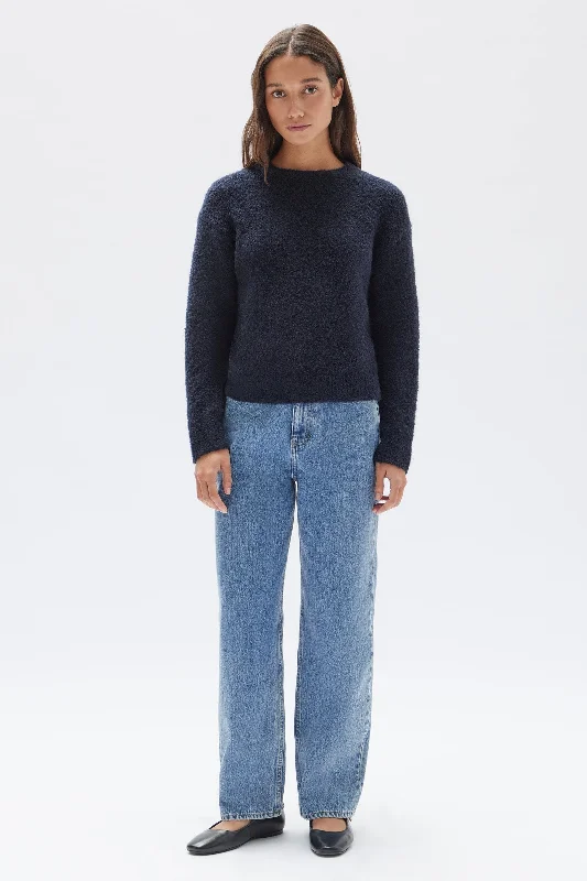 Dahlia Wool Knit Crew Jumper Toggled Drawstring Belted