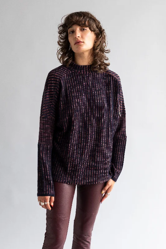 Knit Jumper with Zip Sleeve Detail Zippered Front Buttoned Front Snap Front