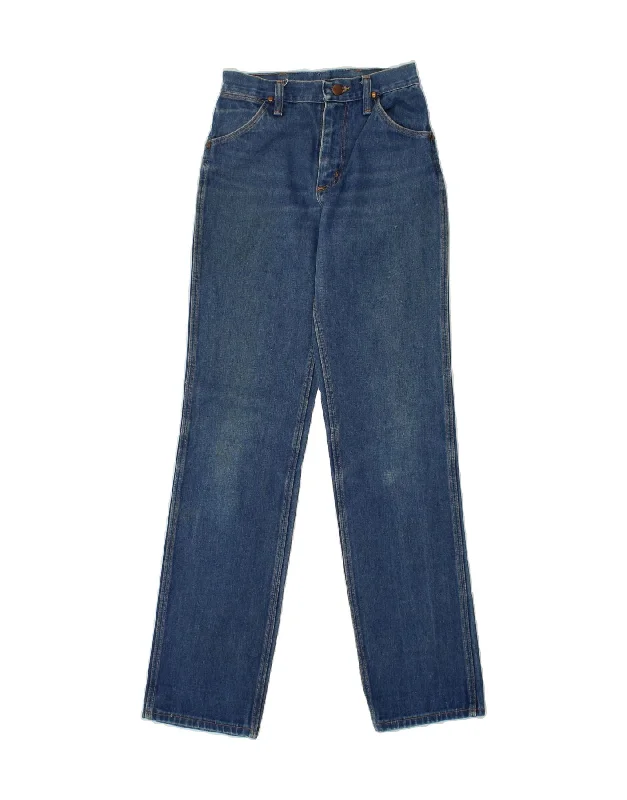 WRANGLER Womens Straight Jeans W24 L32 Blue Chic Cropped Jeans