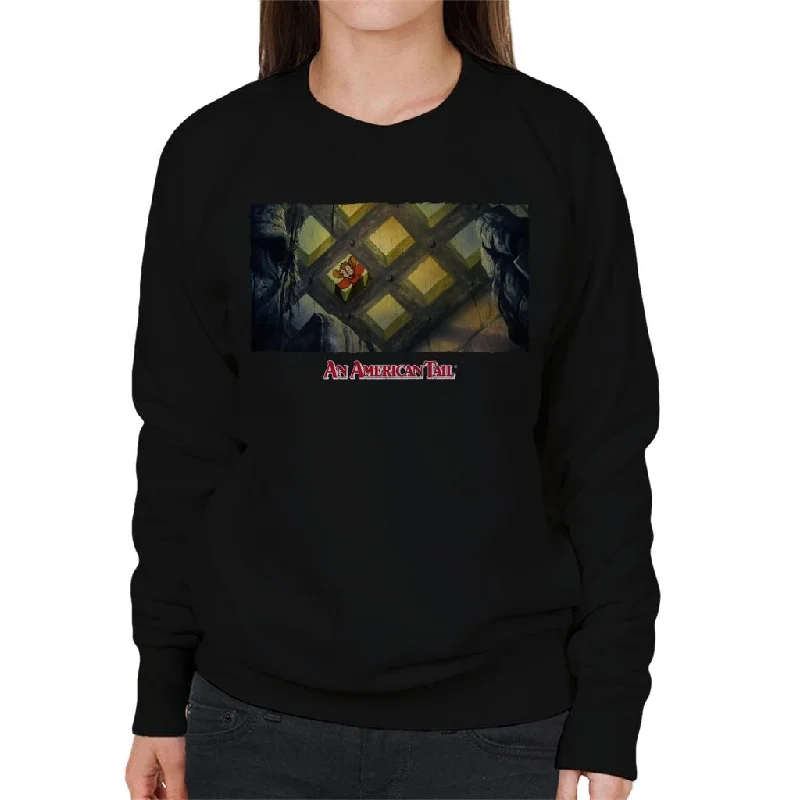 An American Tail Fieval Looking Down Distressed Women's Sweatshirt Hoodie with Hem Contrast Bold Stylish An American Tail Fieval Looking Down Distressed Women's Sweatshirt Hoodie with Hem Contrast Bold Stylish
