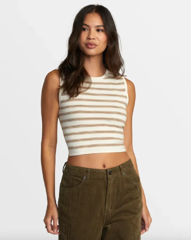 RVCA Womens Shiver Sweater Tank Latte Cashmere Blend Cotton Blend Poly Blend