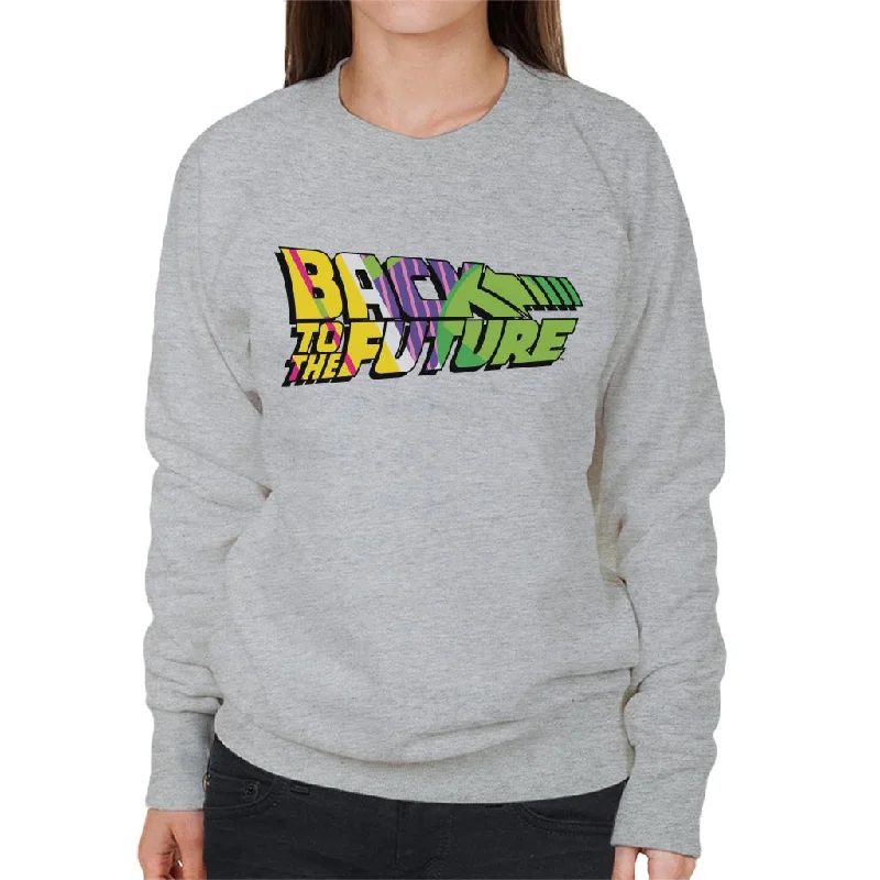 Back To The Future Striped Colourful Logo Women's Sweatshirt Hoodie with Tied Waist Feminine Flattering Back To The Future Striped Colourful Logo Women's Sweatshirt Hoodie with Tied Waist Feminine Flattering