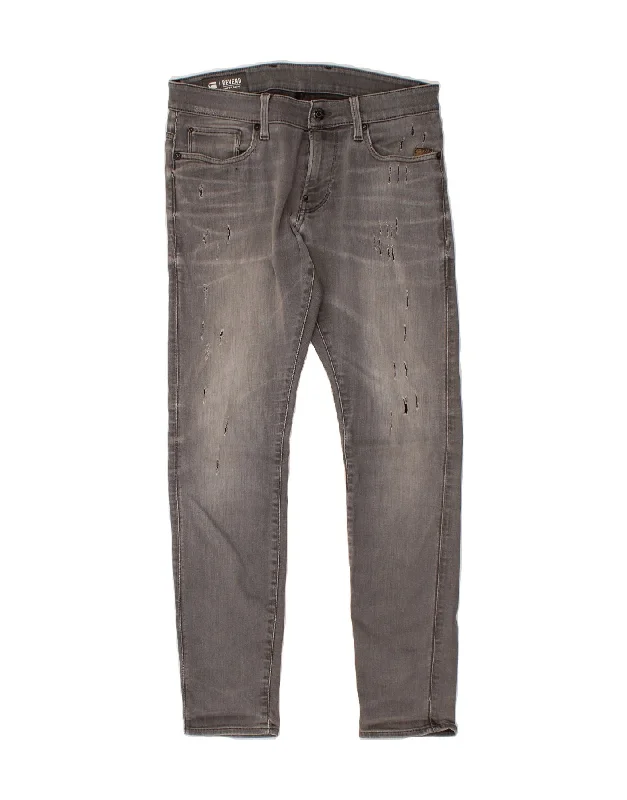 G-STAR Womens Revend Distressed Super Slim Jeans W31 L30 Grey Cotton Classic Button Fly Jeans