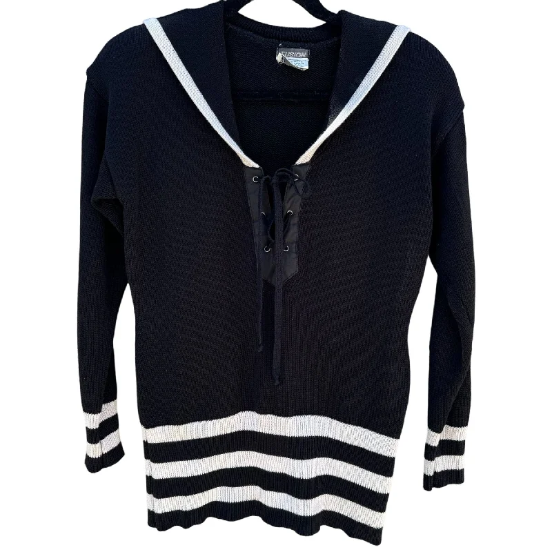 Bergdorf Goodman Fusion Vintage Women's Black White Striped Knit Sailor Sweater Plaid Sweater Polka Dot Checkered Bergdorf Goodman Fusion Vintage Women's Black White Striped Knit Sailor Sweater Plaid Sweater Polka Dot Checkered