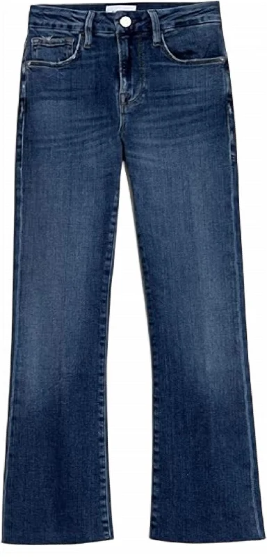 Women's Le Crop Mini Boot Raw Edge Jeans In Crosslane Cozy Tencel Blend Denim Jeans
