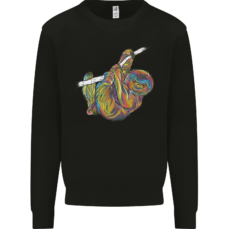 A Colourful Sloth on a Branch Mens Sweatshirt Jumper Hoodie with Sequins Glamorous Eye-catching A Colourful Sloth on a Branch Mens Sweatshirt Jumper Hoodie with Sequins Glamorous Eye-catching