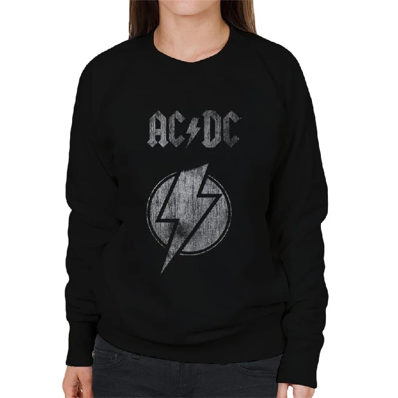 AC/DC Lightning Bolt Women's Sweatshirt Hoodie with Side Slits Relaxed Casual