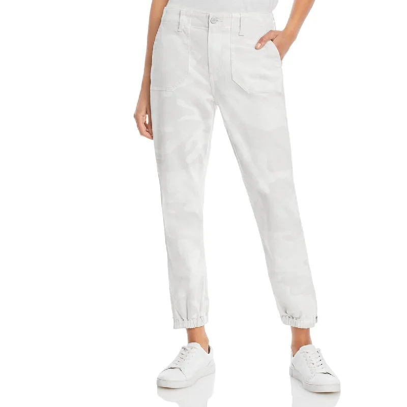 Mayslie Womens Denim Zipper Hem Jogger Jeans Trendy Paperbag Waist Jeans