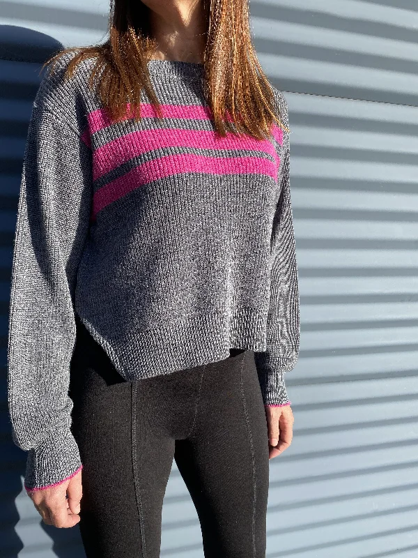 Velour Striped Knit Jumper (NEW COLOURWAY) Spandex Rayon Corduroy