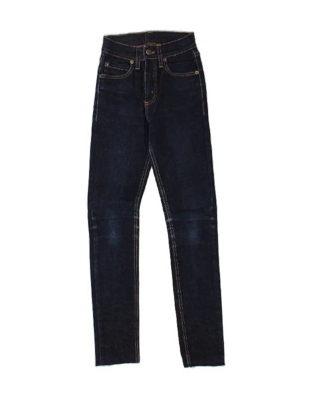 CHEAP MONDAY Womens Skinny Jeans W26 L28 Navy Blue Cotton Comfortable Straight-Legged Denim