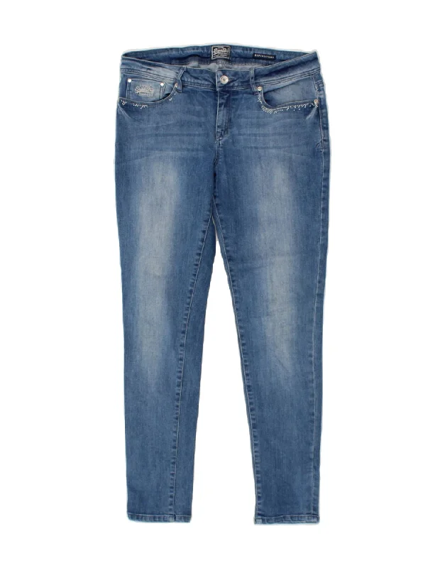 SUPERDRY Womens Super Skinny Jeans W32 L30 Blue Cotton Comfortable Full-Length Denim Jeans SUPERDRY Womens Super Skinny Jeans W32 L30 Blue Cotton Comfortable Full-Length Denim Jeans