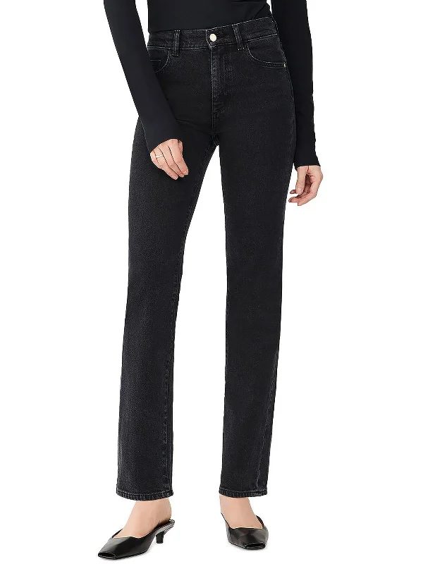 Patti Womens High Rise Vintage Straight Leg Jeans Fashionable Button-Front Jeans