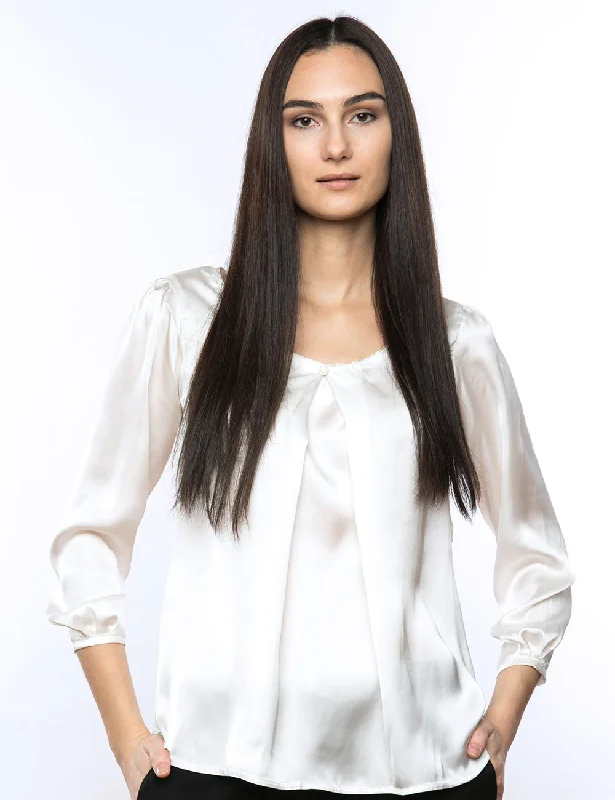Sophie Pleated Blouse Embellished Collar Blouse
