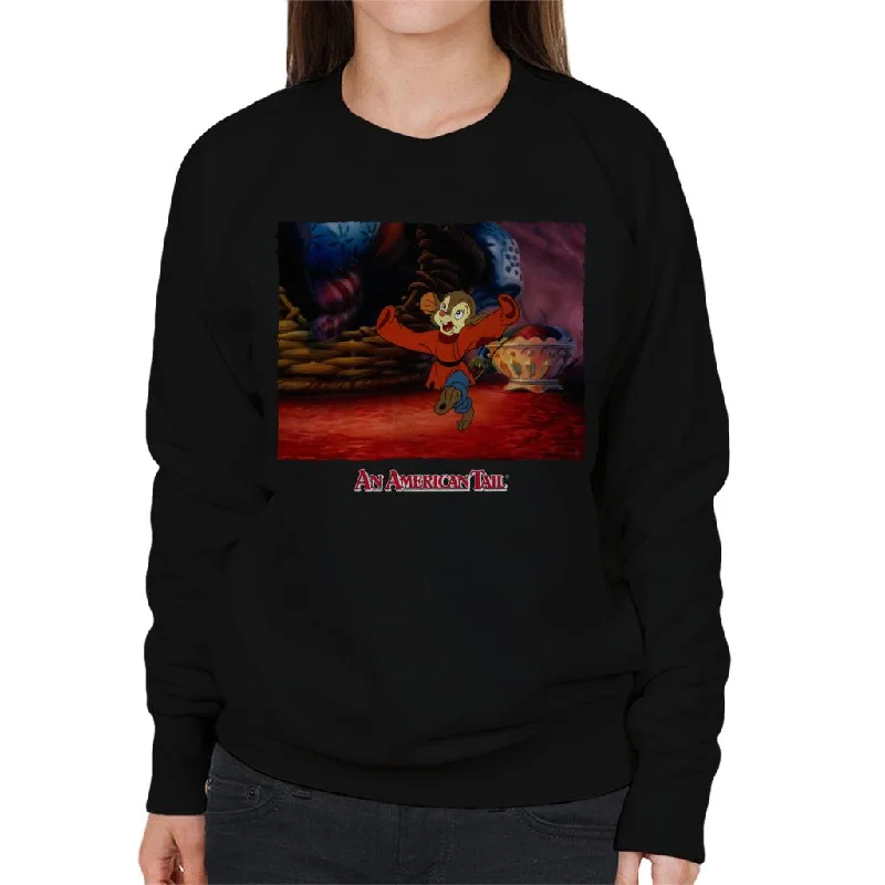 An American Tail Fievel Dancing Women's Sweatshirt Hoodie with Drawstring Waist Adjustable Fitted An American Tail Fievel Dancing Women's Sweatshirt Hoodie with Drawstring Waist Adjustable Fitted