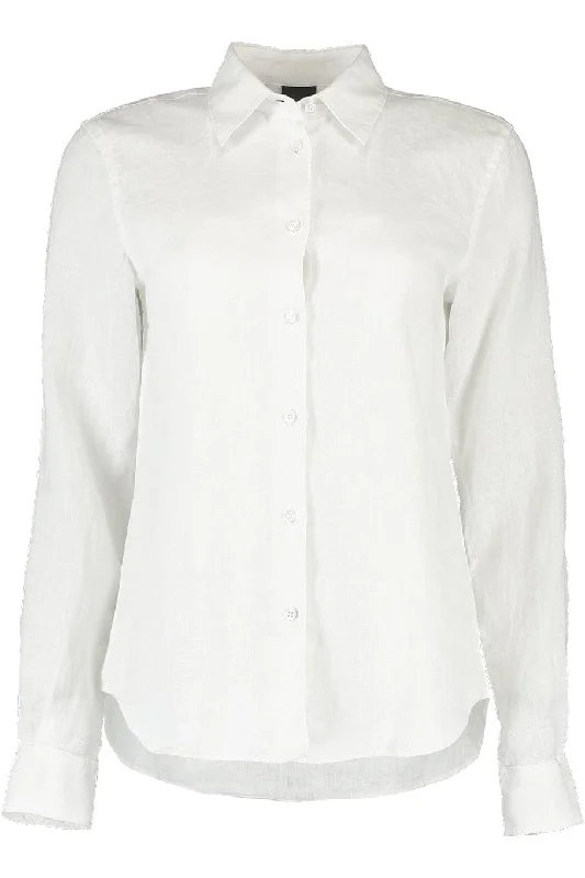 Long Sleeve Linen Blouse - Cream Office-Ready Blouse