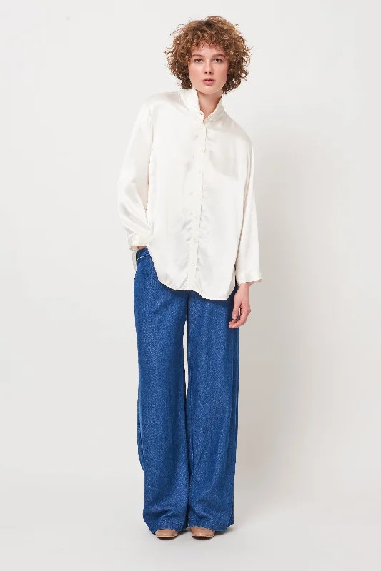 Dirty White Lauren Blouse Silky Draped Blouse