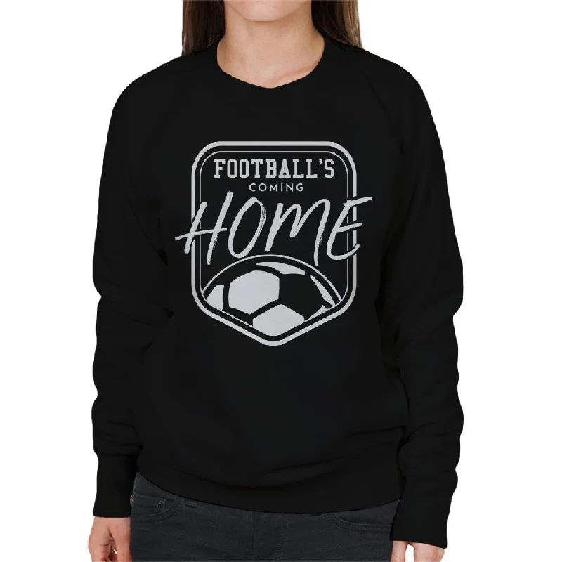 Football's Coming Home White Badge Women's Sweatshirt Hoodie with Hem Embroidery Detailed Premium Football's Coming Home White Badge Women's Sweatshirt Hoodie with Hem Embroidery Detailed Premium