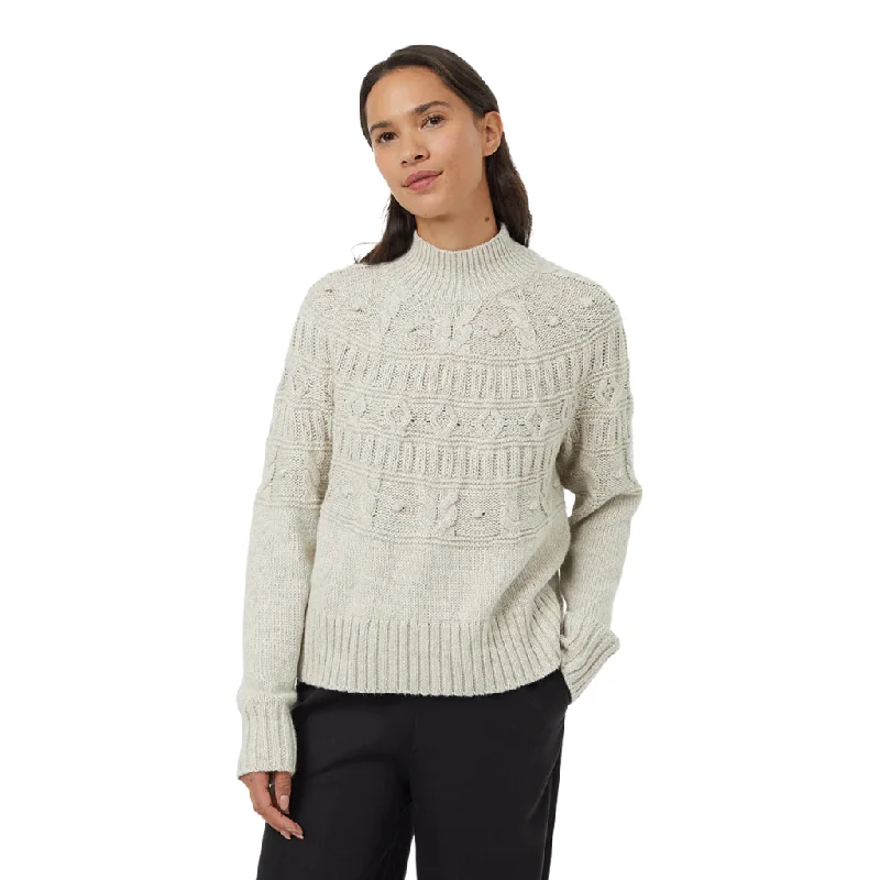 Tentree Women's Highline Pom Mock Neck Sweater Wool Fabric Cashmere Fabric Tweed Fabric Tentree Women's Highline Pom Mock Neck Sweater Wool Fabric Cashmere Fabric Tweed Fabric