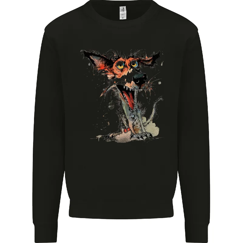 A Crazy Dog Jack Russell Mens Sweatshirt Jumper Hoodie with Turtle Neck Cozy Winter