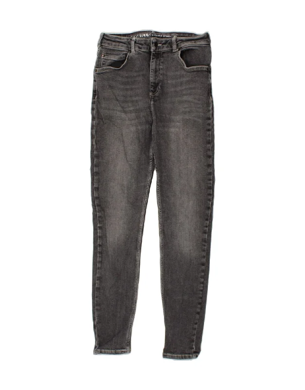 JACK WILLS Womens High Rise Skinny Jeans W30 L28 Grey Cotton Comfortable Distressed Straight-Leg Jeans JACK WILLS Womens High Rise Skinny Jeans W30 L28 Grey Cotton Comfortable Distressed Straight-Leg Jeans