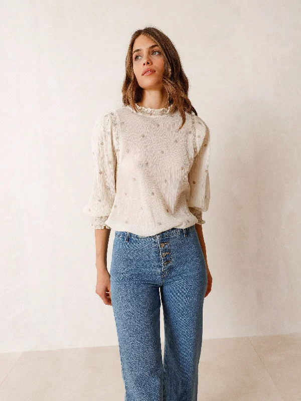 Crepe Gauze Blouse Loose Oversized Blouse