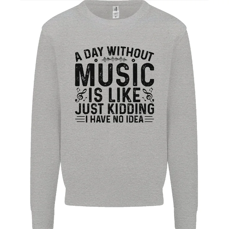A Day Without Music Pop Rock Reggae Dance Mens Sweatshirt Jumper Hoodie with Full-Zip Functional Layering