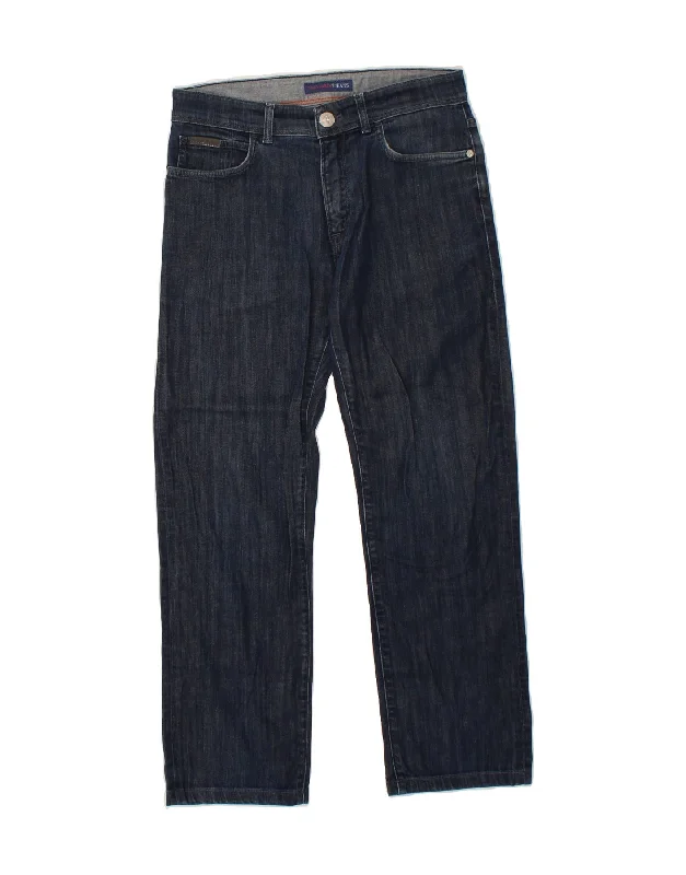 TRUSSARDI Womens Straight Jeans W29 L26 Navy Blue Fashionable Straight Fit Denim