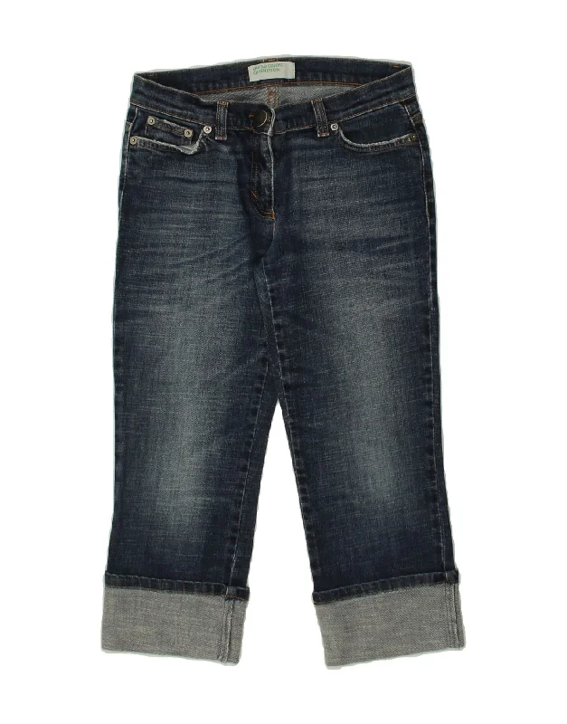 BENETTON Womens Capri Jeans IT 40 Small W27 L20 Blue Cotton Fashionable Vintage Wash Jeans BENETTON Womens Capri Jeans IT 40 Small W27 L20 Blue Cotton Fashionable Vintage Wash Jeans