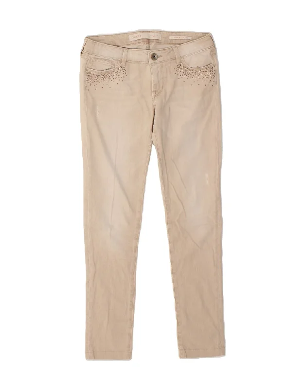 GUESS Womens Starlet Skinny Jeans W29 L29 Beige Stylish Acid-Wash Jeans