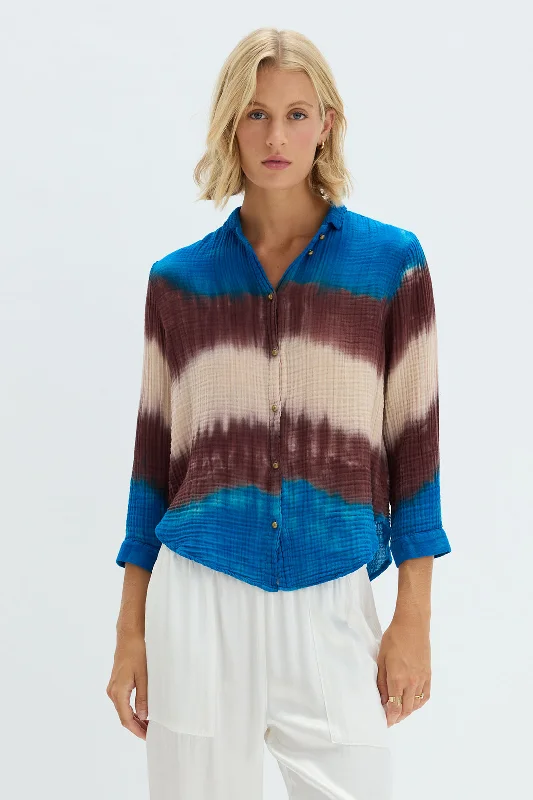 Gauze Lapis Multi Lauren Blouse Loose Fit Blouse