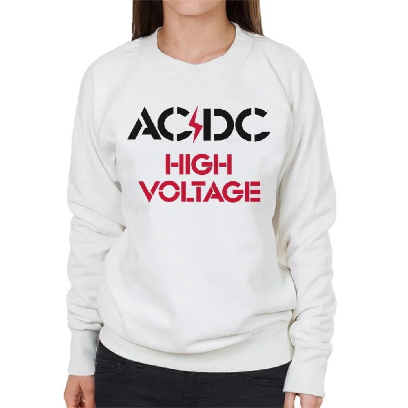AC/DC High Voltage Women's Sweatshirt Hoodie with Hem Drawcord Adjustable Customizable AC/DC High Voltage Women's Sweatshirt Hoodie with Hem Drawcord Adjustable Customizable