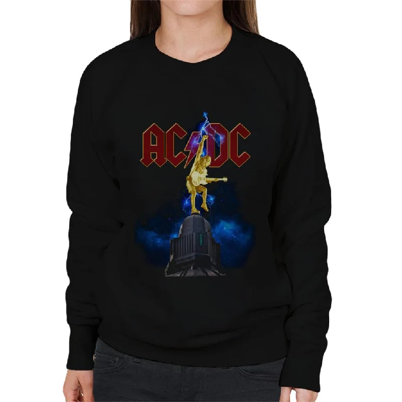 AC/DC Stiff Upper Lip Lightning Women's Sweatshirt Hoodie with Mock Neck Collared Structured AC/DC Stiff Upper Lip Lightning Women's Sweatshirt Hoodie with Mock Neck Collared Structured